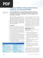 Ongoing Stability Testing Requirements, Solutions and Potential Pitfalls