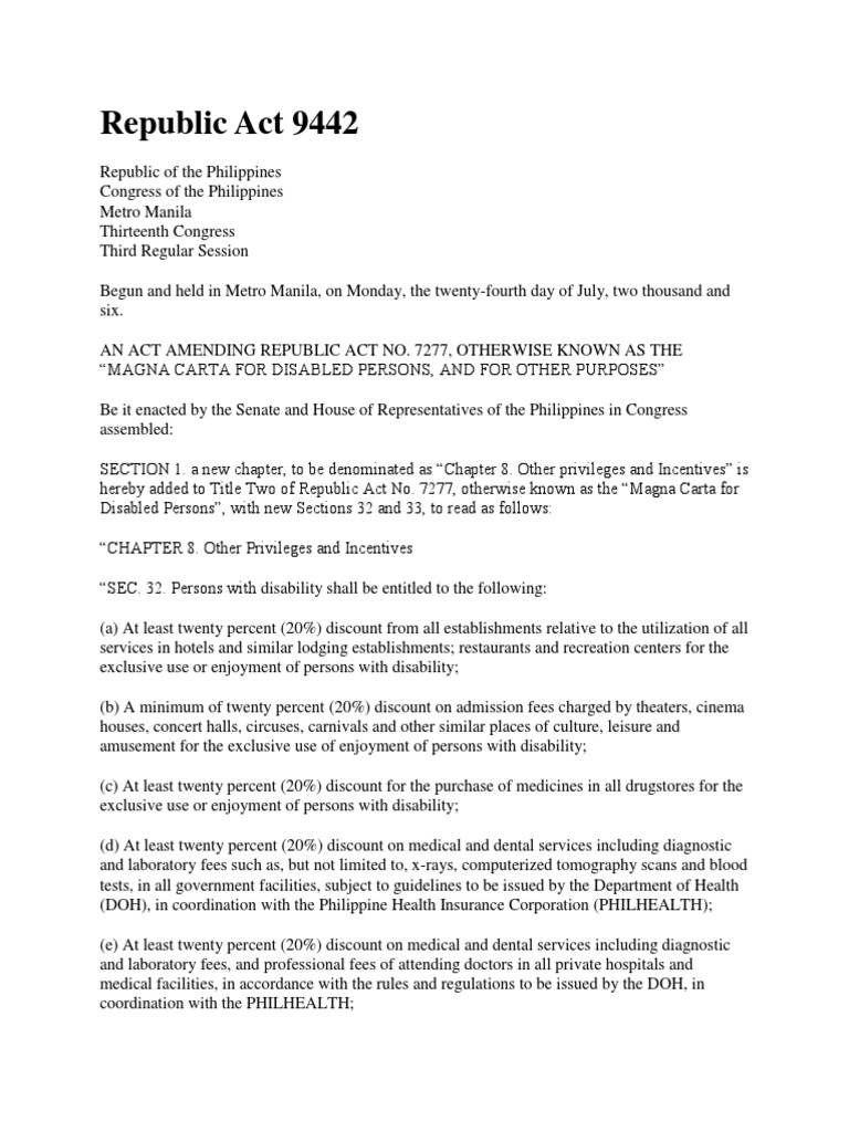 Republic Act 9442-PWDS | PDF | Identity Document | Defamation