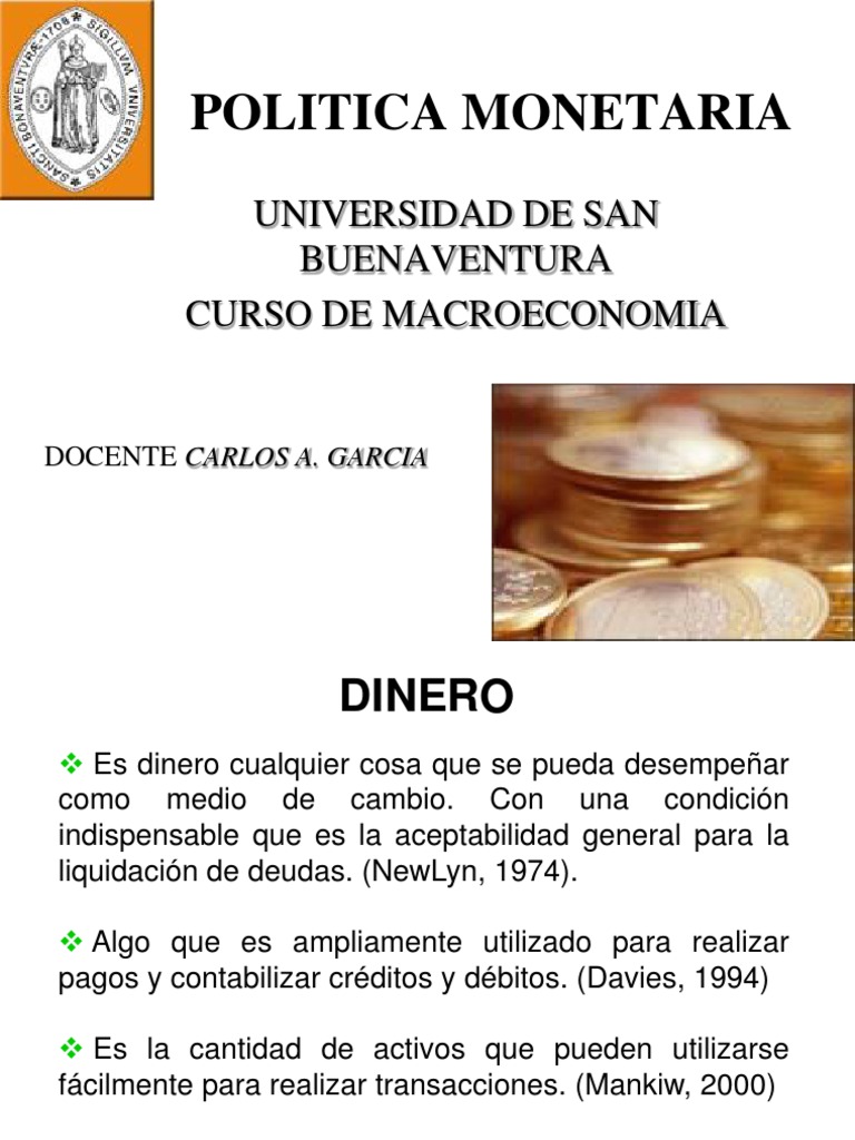 Dinero y Politica Monetaria | PDF | Oferta de dinero | Bancos