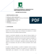 Matemáticas Aplicadas I para Administración de Negocios