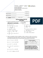 Ejercicios Prácticos de Ecuaciones de 2° y F. Cuadrática