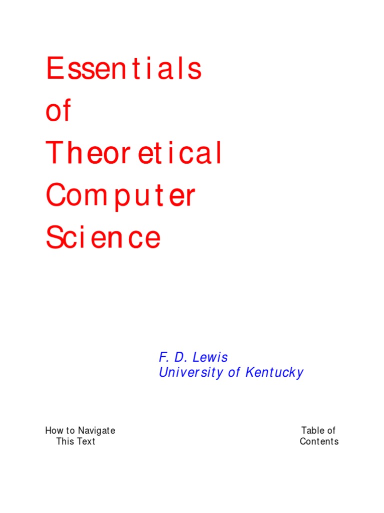 Essentials of Theoretical Computer Science - F. D. Lewis | PDF