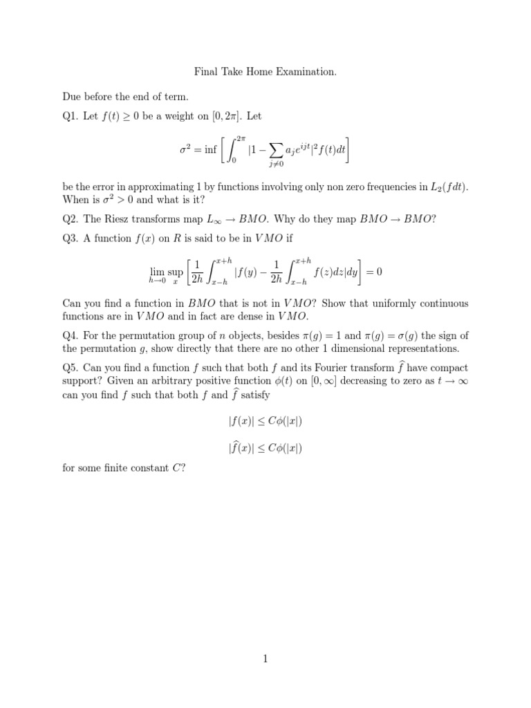 Advanced Topics in Functional Analysis Exam | PDF | Teaching Methods ...