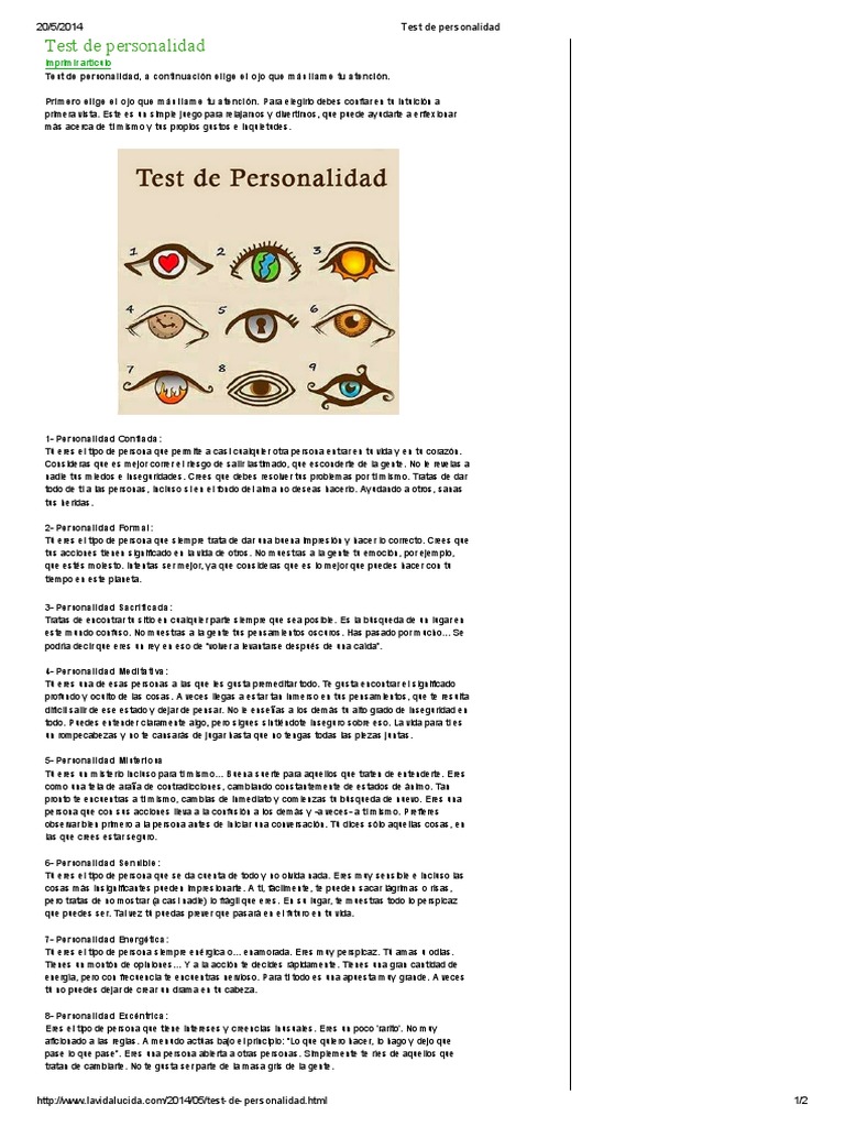 Test De Personalidad Pdf