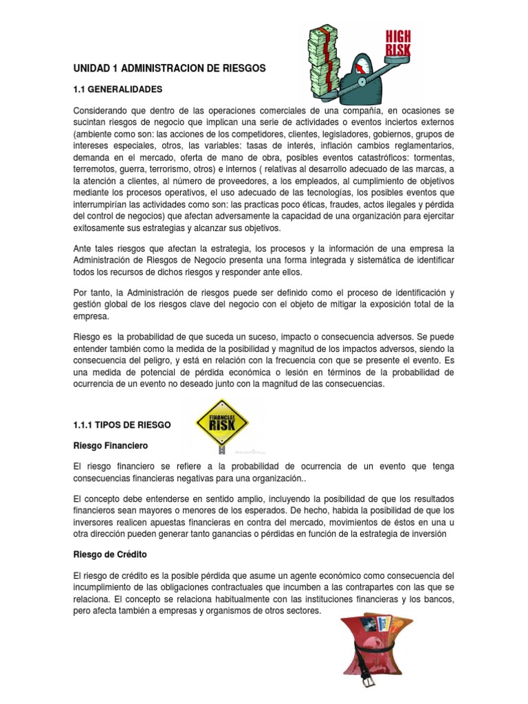 Introducción a la Administración de Riesgos | PDF | Riesgo crediticio ...