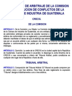 Reglamento de Arbitraje de La Comision de Resolucion de Conflictos de La Camara de Industria de Guatemala