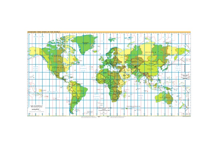 CIA World Factbook Reference Map Time Zones