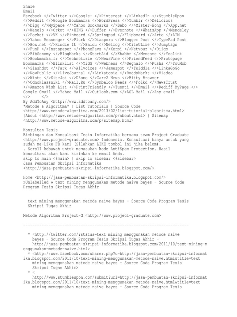 Text Mining Menggunakan Metode Naive Bayes - Source Code Program Tesis ...