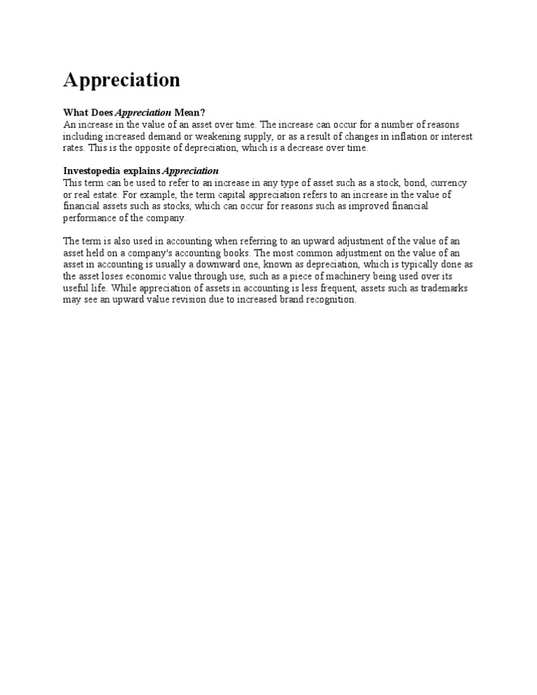 Understanding Asset Appreciation Basics | PDF