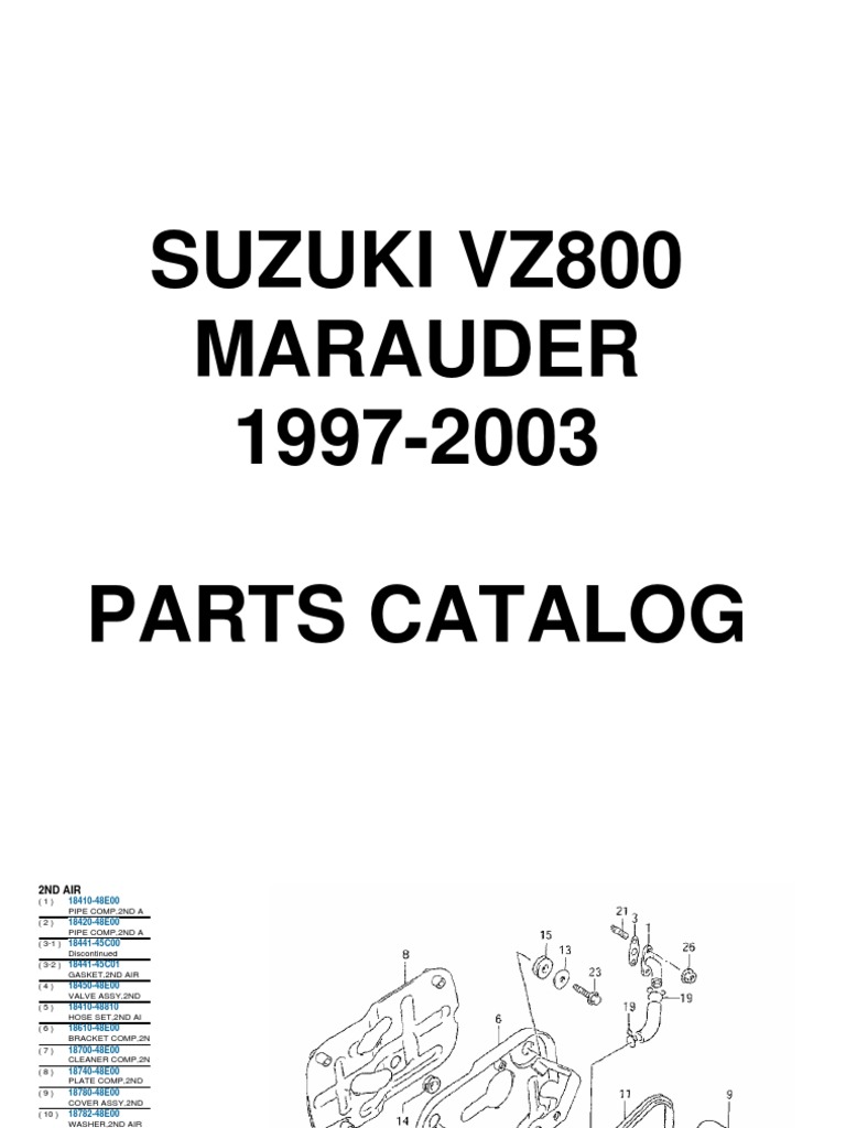 Suzuki VZ800 Marauder Parts Catalog 1997 2003 | Screw | Washer (Hardware)