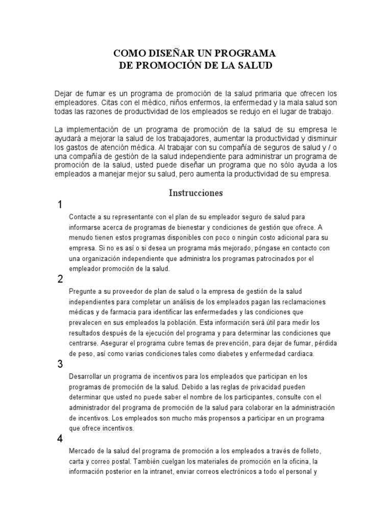 Programa de Salud para Empleados Efectivo | PDF | Salud y bienestar ...