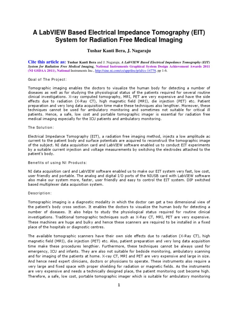 LabVIEW EIT System for Medical Imaging | PDF | Medical Imaging ...