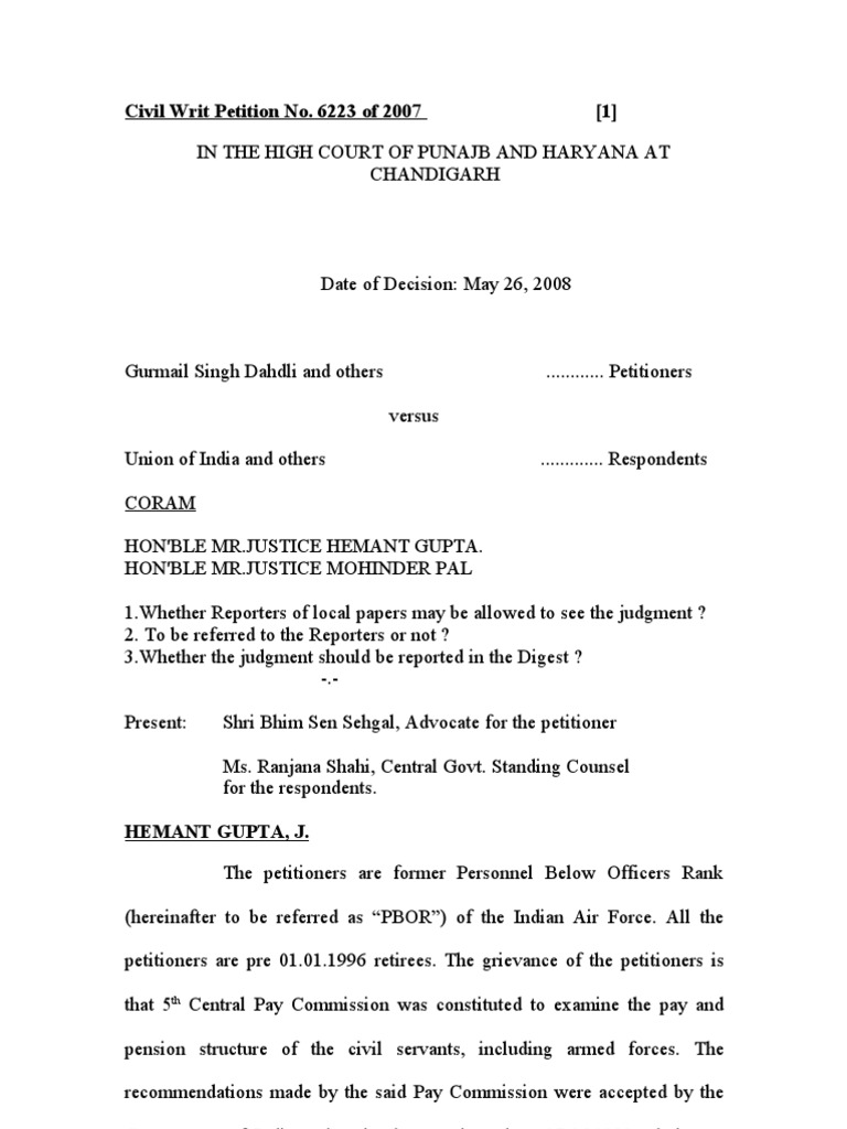 Punjab High Court | Download Free PDF | Pension | Retirement
