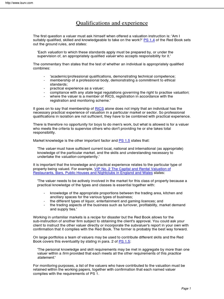 Qualifications and Conflicts of Interest PDF Real Estate Appraisal