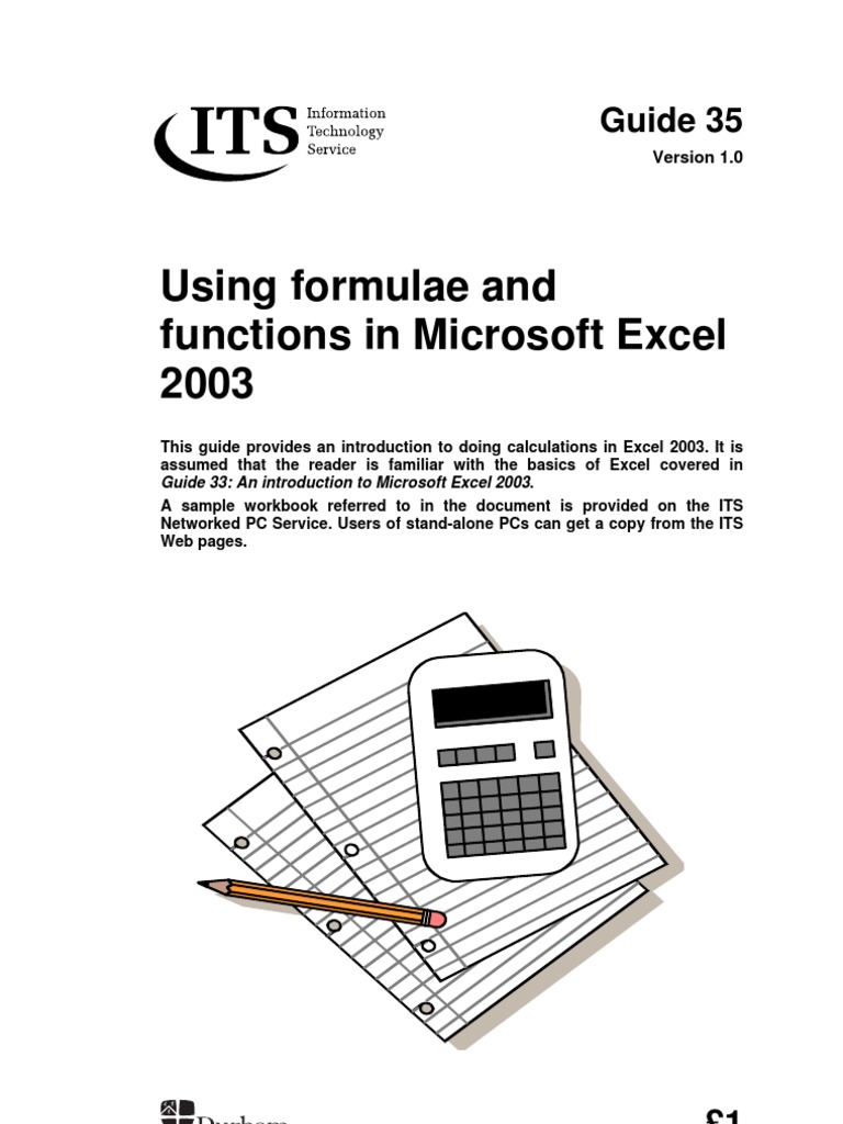 Using formulae and functions in microsoft excel 2003 pdf microsoft