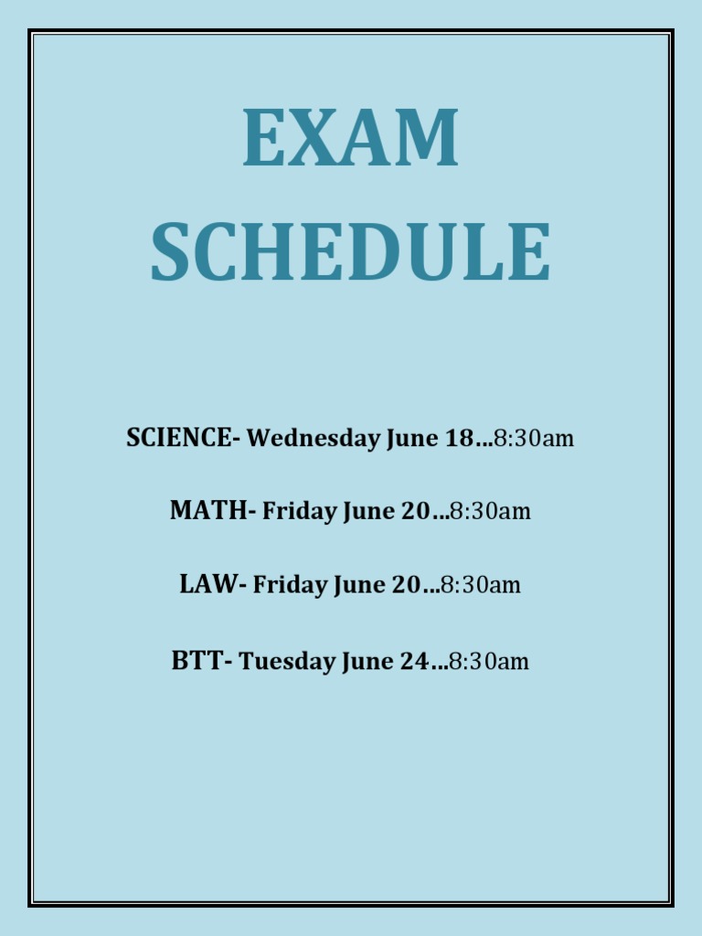 Exam Schedule for June 2023 | PDF