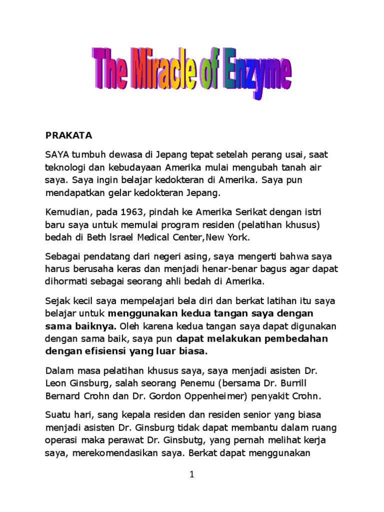 The Miracle Of Enzyme The Miracle Of Enzyme