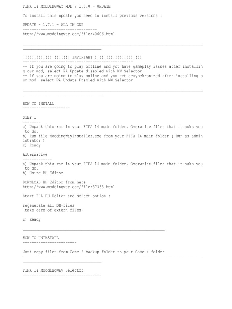 FIFA14MW - Readme - How To Install | PDF | Adidas | Fifa World Cup