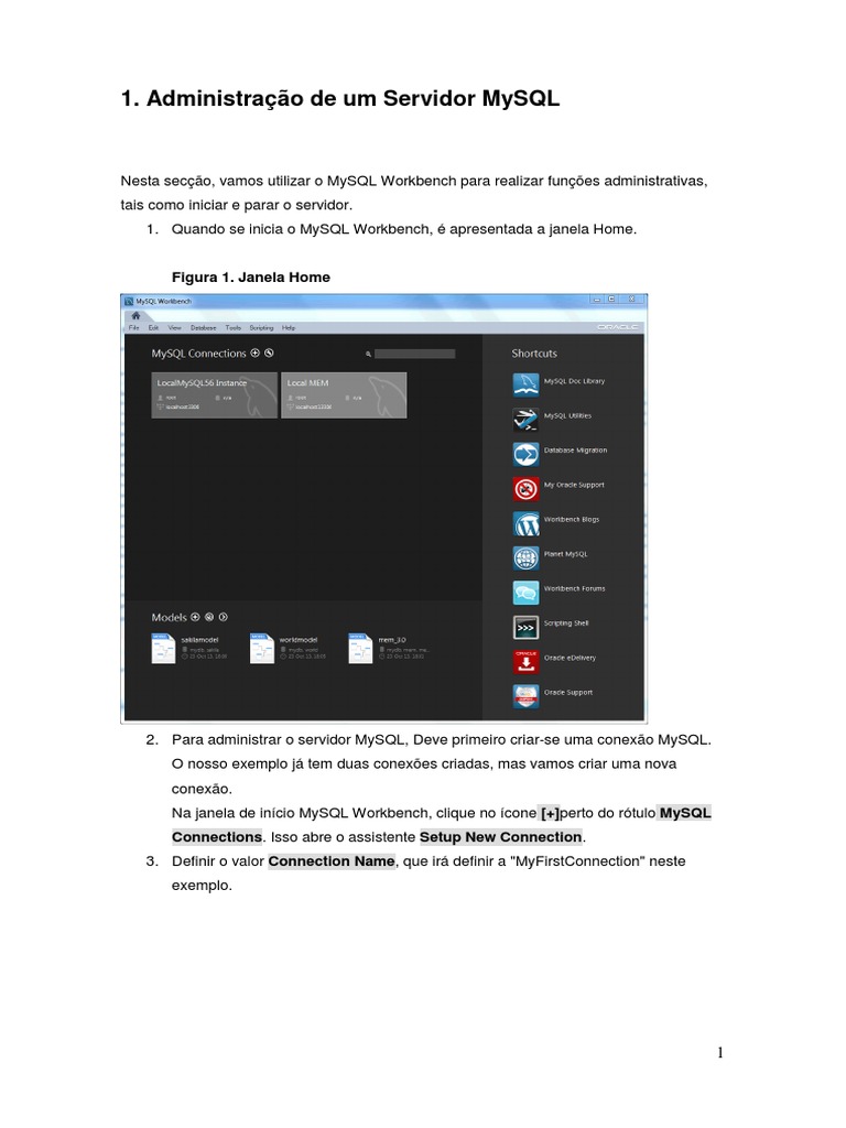 Administração do MySQL com Workbench | PDF | Janela (informática) | SQL