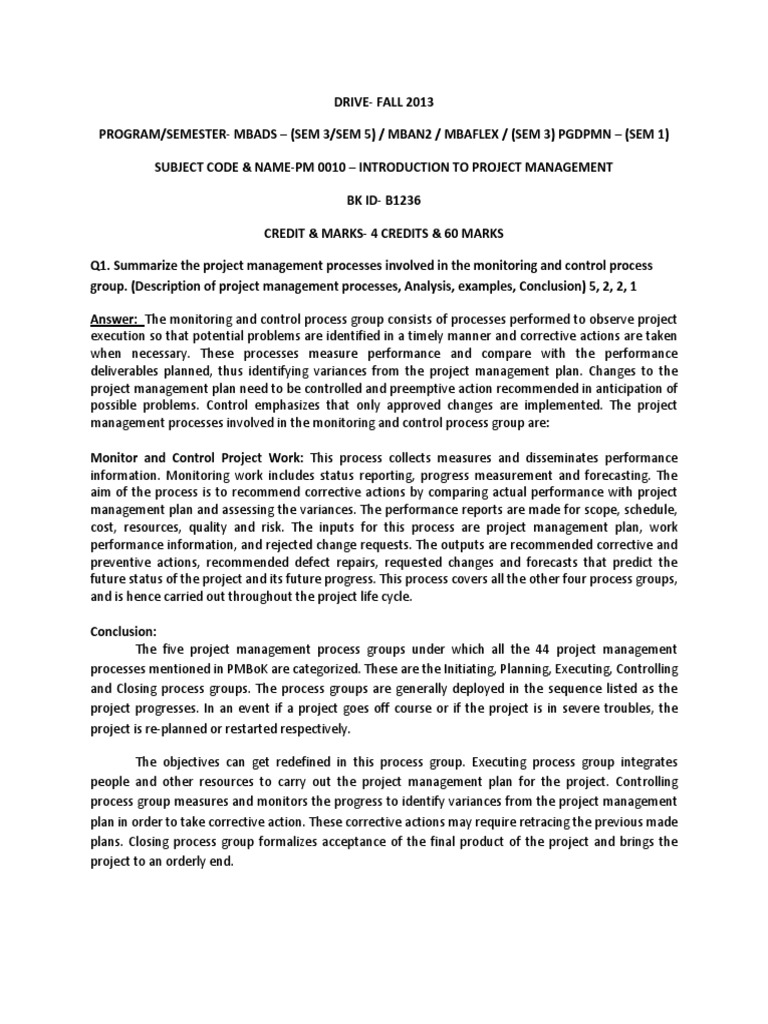 PM0010 - Introduction To Project Management | PDF | Project Management |  Quality Management