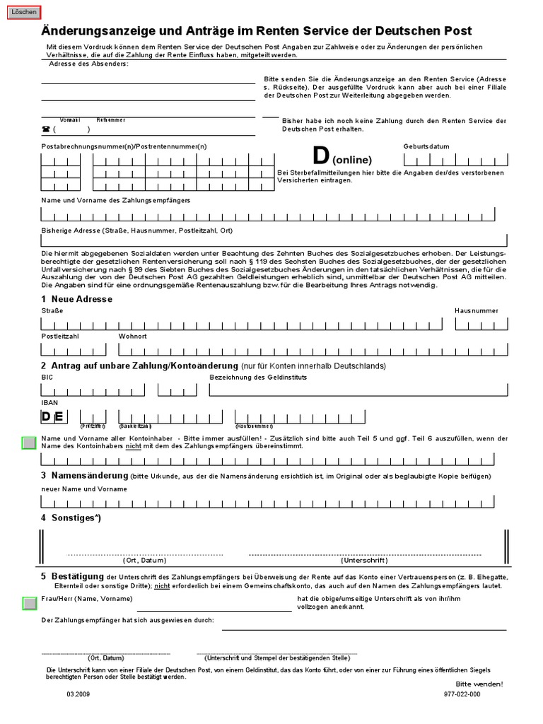 Änderungsanzeige Und Anträge Im Renten Service