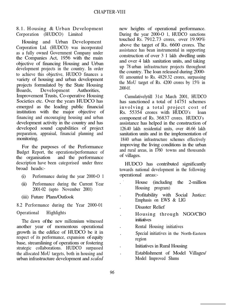 ChapterViii 8.1. Housing & Urban Development Corporation (HUDCO