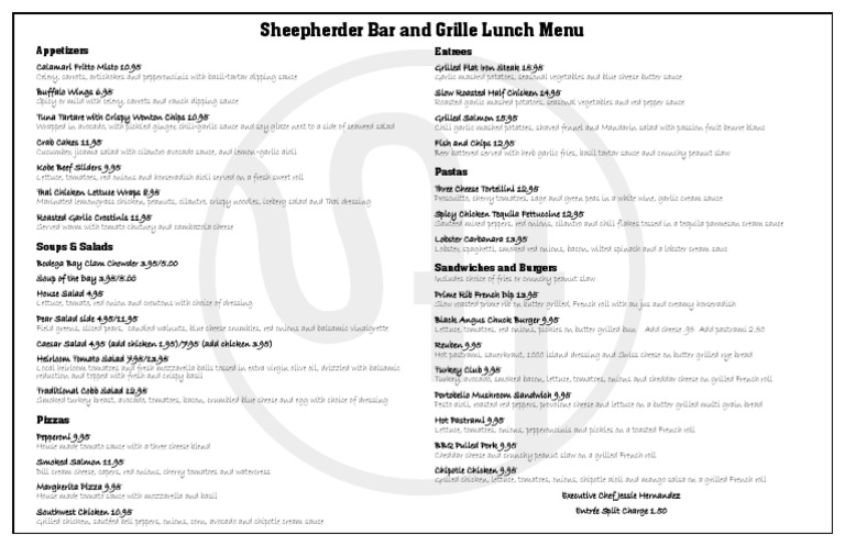 Sheepherder Lunch Menu | PDF | French Fries | Salad