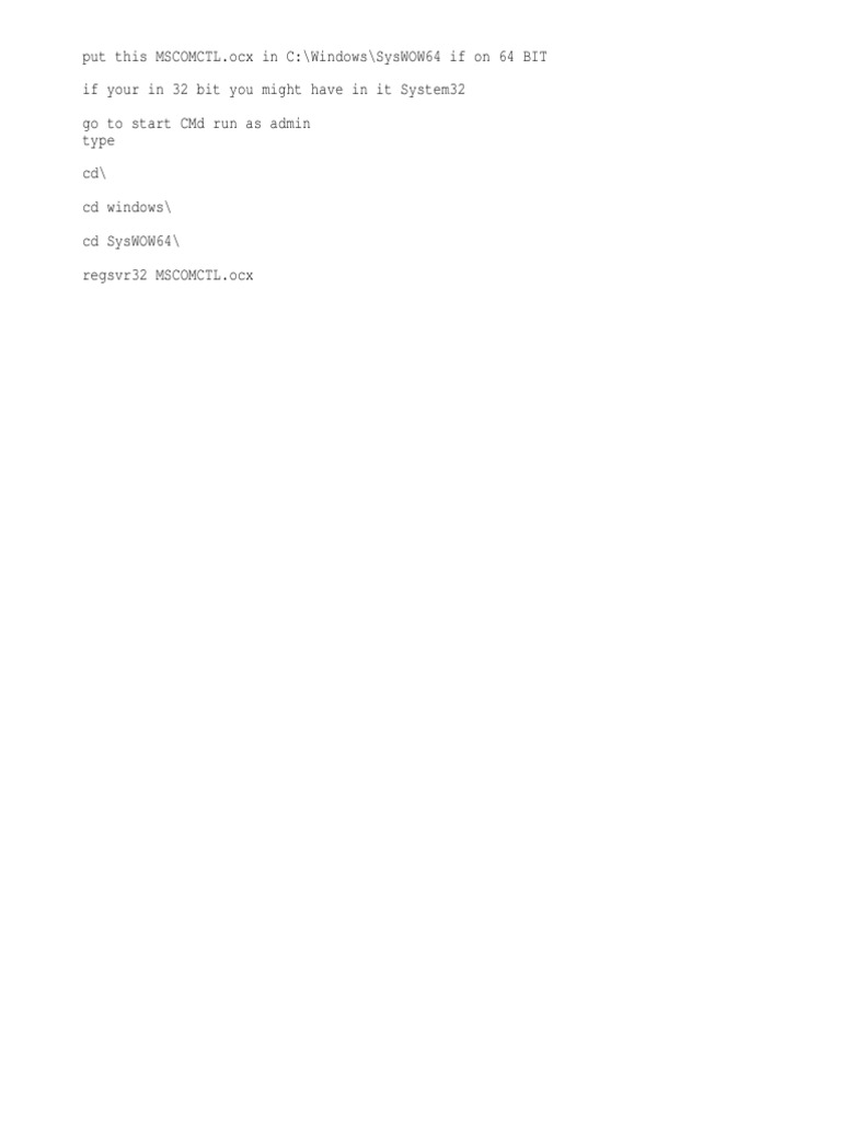 Put This Mscomctl - Ocx in C:/Windows/Syswow64 If On 64 Bit If Your in ...