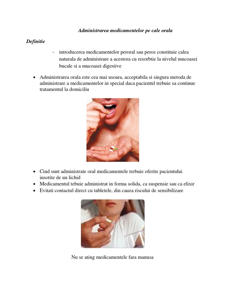 Administrarea Medicamentelor Pe Cale Orala