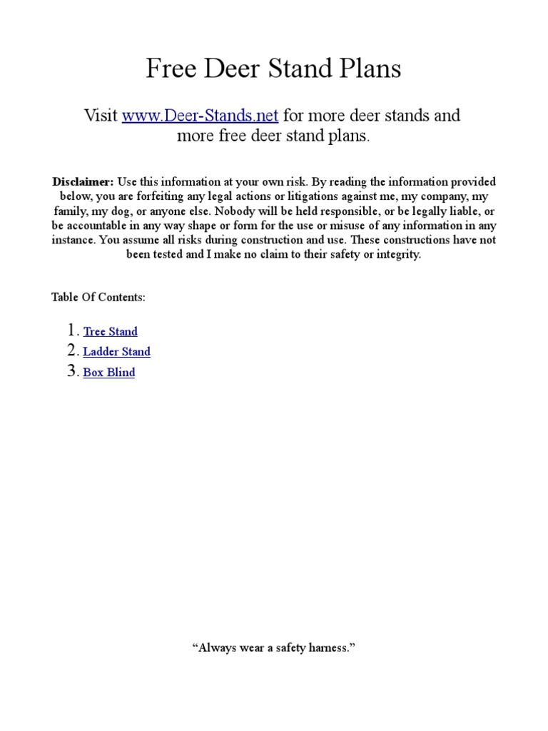Free Deer Stand Plans | Framing (Construction) | Screw