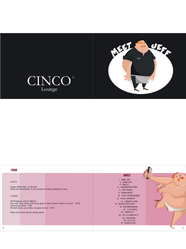 CINCO Lounge Menu English 2014 | PDF