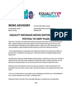 News Advisory: Equality Michigan Moves Motor City Pride Festival To Hart Plaza