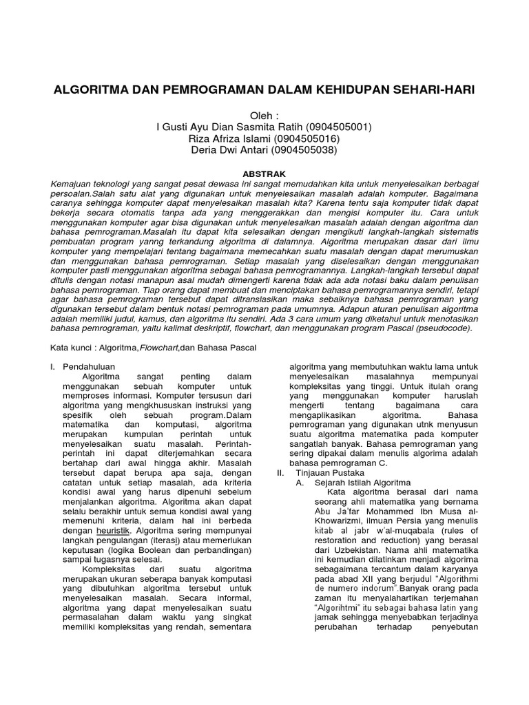 Algoritma Dan Pemrograman Dalam Kehidupan Sehari