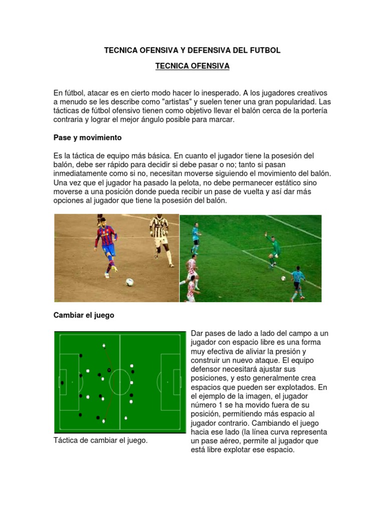 Tecnica Ofensiva y Defensiva Del Futbol | PDF | Defensor (Asociación de  Fútbol) | Delantero (Asociación de Fútbol)