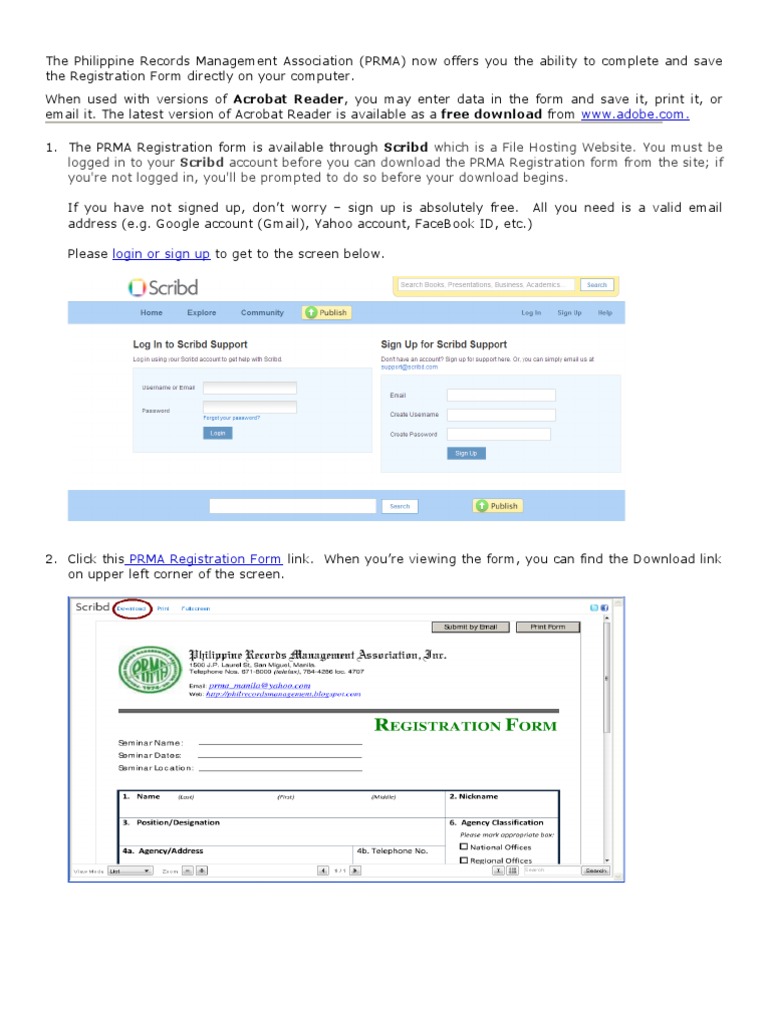 PRMA Registration Form Guide | PDF