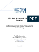 Franklin Apa and Plagiarism Policies