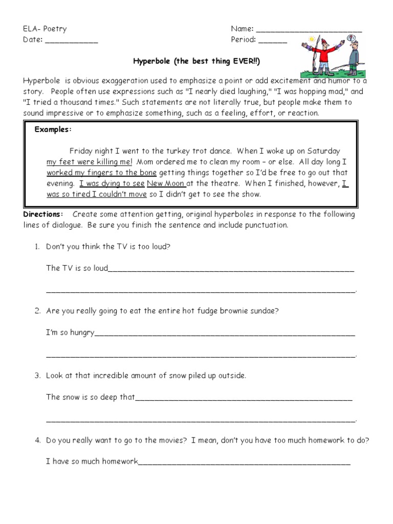 figurative language hyperbole poetry
