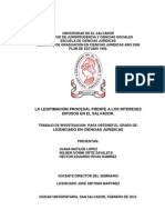 La Legitimación Procesal Frente a Los Intereses Difusos en El Salvador