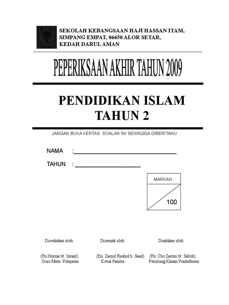 Pendidikan Islam Tahun 2