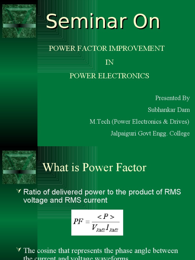 Power Factor Improvement Seminar | PDF | Power Electronics | Electric Power