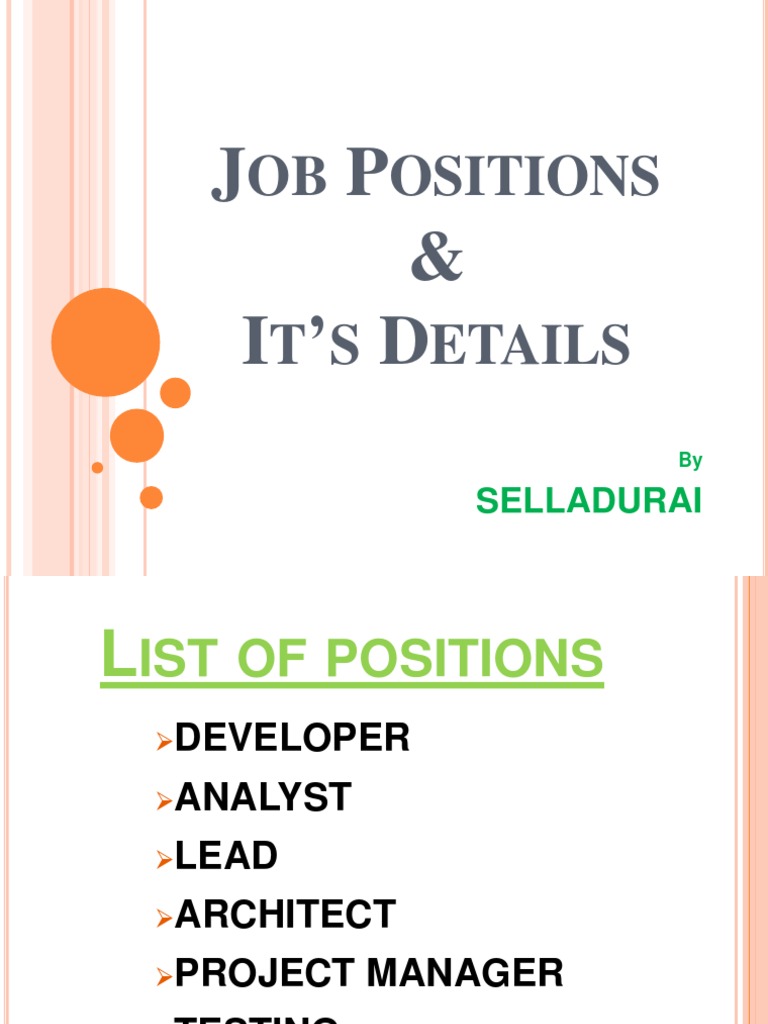 Overview of IT Job Positions | PDF