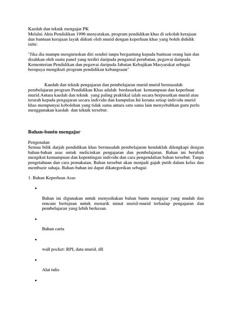 Bahan Pendidikan Khas Pdf