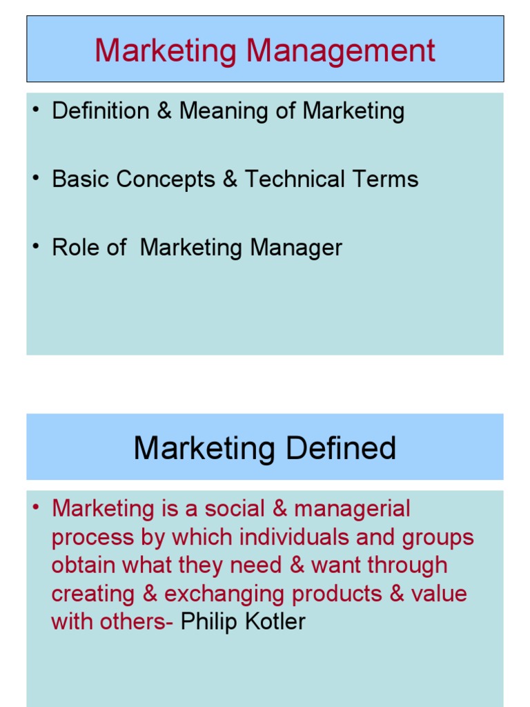 Role Of Marketing Manager