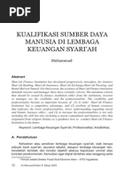Download Kualifikasi Sumber Daya Manusia di Lembaga Keuangan Syariah by Al-Mawarid Jurnal Hukum Islam SN226444640 doc pdf