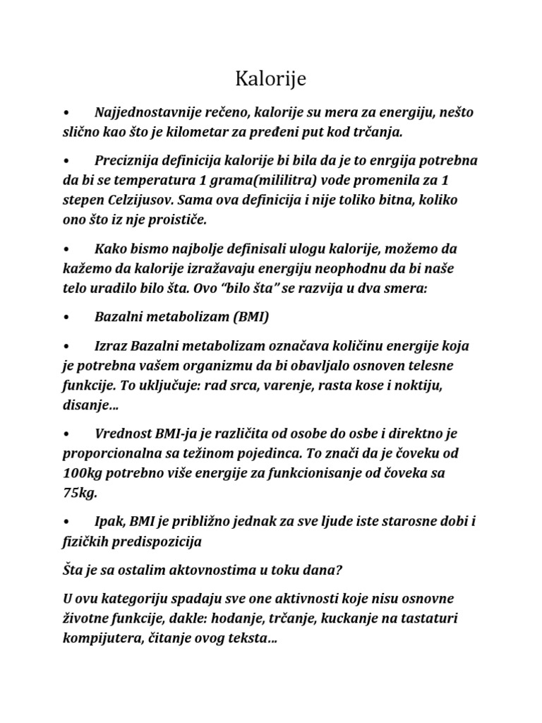 Kalorije | PDF