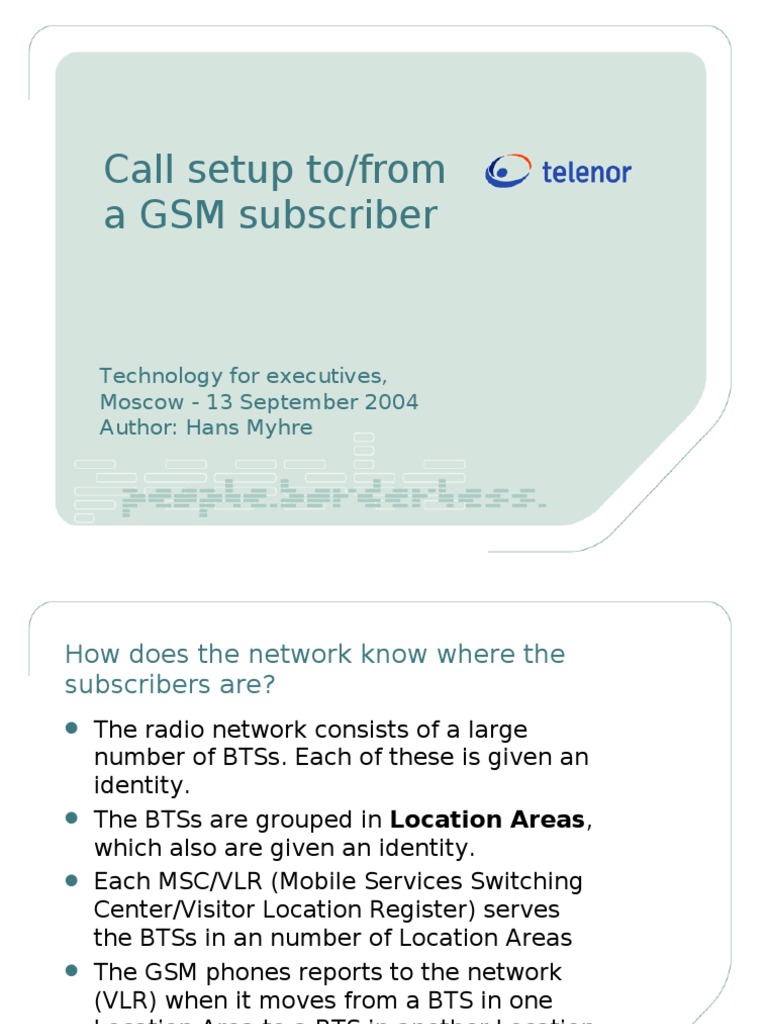 GSM Call Setup Mobile Networks