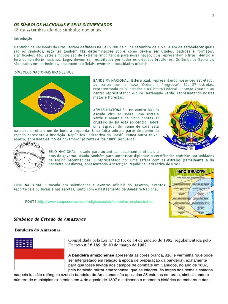 Os Símbolos Nacionais e Seus Significados