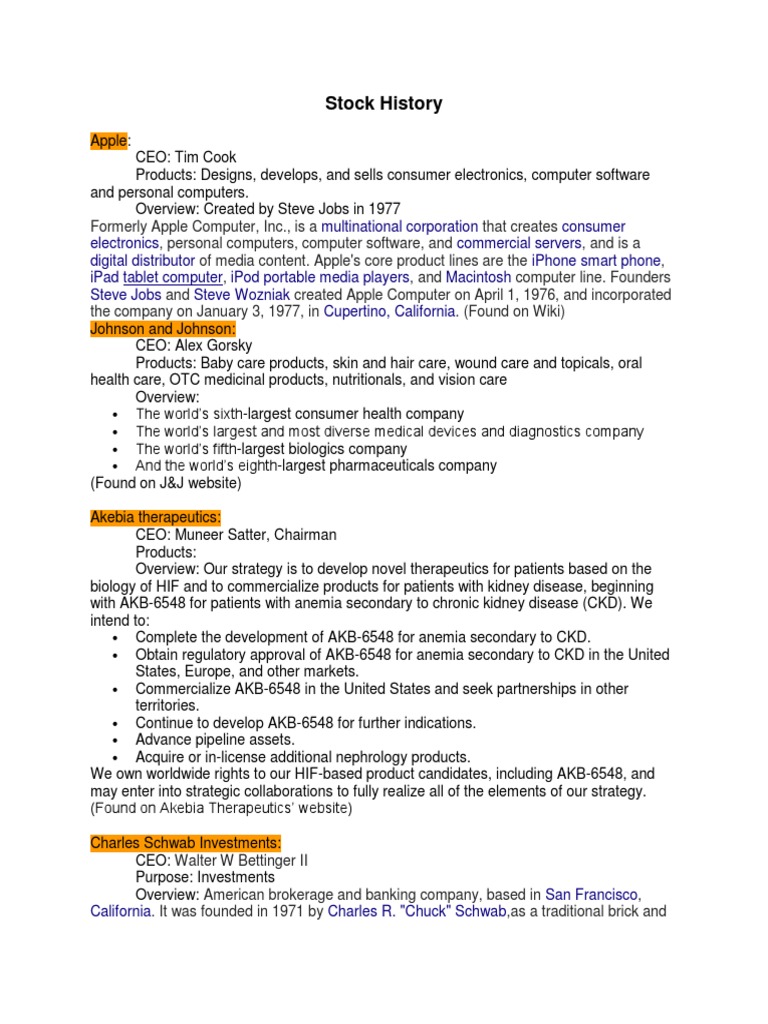 Stock History | PDF | Apple Inc. | Steve Jobs