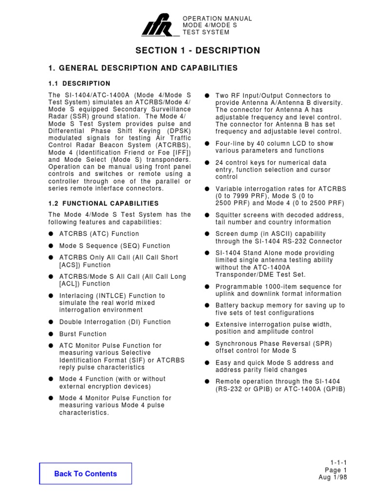 Mode 4/Mode S Test System Manual | PDF | Unrest | Nature