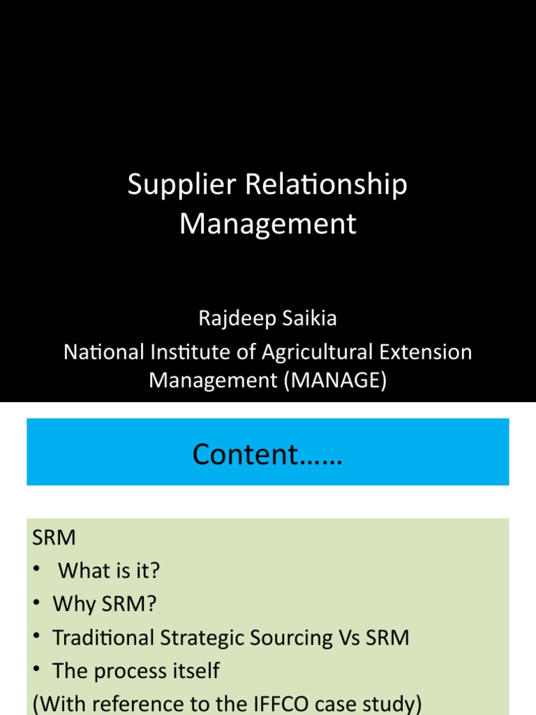 Supplier Relationship Management Overview | PDF | Procurement | Supply ...